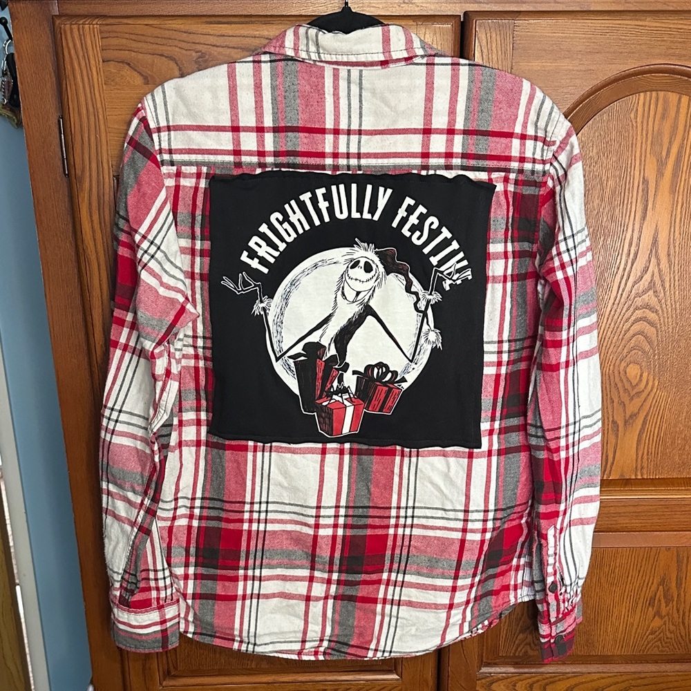 Nightmare Before Christmas upcycled flannel tee made by me